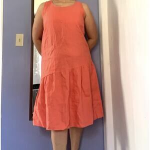 Peck & Peck red orange womans dress linen M elegant summer old money